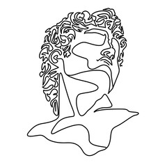 an antique line-drawn head of David.