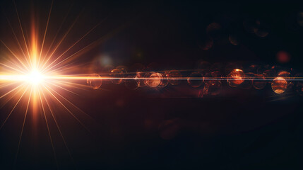 Fototapeta premium Lense flare overlay on black background design element