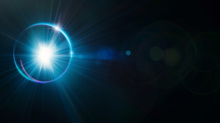 Lense flare overlay on black background design element