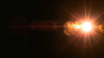 Lense flare overlay on black background design element
