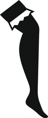 Black silhouette icon of a woman leg wearing a stocking