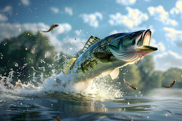 Fototapeta premium A big fish jumps out of the water