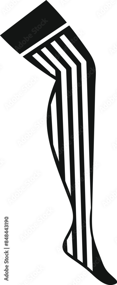 Wall mural woman leg wearing striped stockings icon in simple style isolated on white background