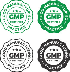 Obraz premium GMP (Good Manufacturing Practice) certified round stamp on white background - Vector
