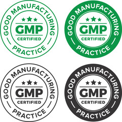 Obraz premium GMP (Good Manufacturing Practice) certified round stamp on white background - Vector