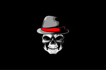 Mafia Skull cartoon character vector image template
