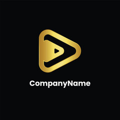 Play button, Modern, Media, Golden, Technology, Digital, Entertainment, Professional, Sleek, Corporate