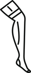 Line icon of a woman leg wearing a compression stocking for varicose veins