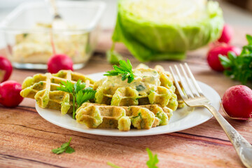 vegetable cabbage waffles fried with herbs