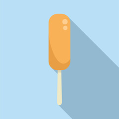 Simple icon of a classic orange ice cream on a wooden stick, evoking summer days and sweet treats
