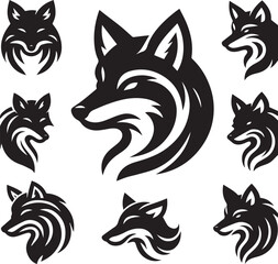wolf head icon Silhouette Vector 