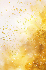 Abstract golden and white watercolor background with splatters and spots forming a dynamic and vibrant design....