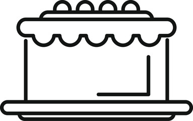 Simple line art icon of a bakery shop building facade, perfect for representing a small business or startup