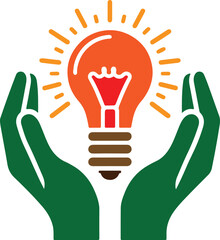  A light bulb in hand Vector icon 