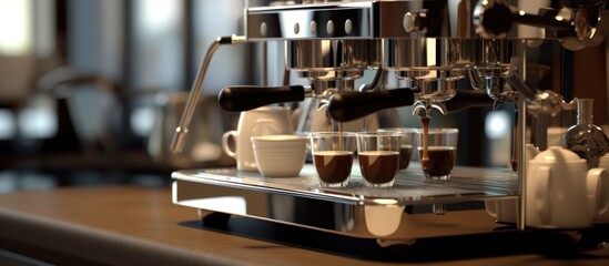 preparing espresso coffee in a coffee shop cafe