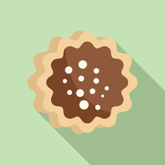 Chocolate cream pie with cream drops is being served on a green background
