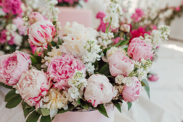 bouquet of pink peonies