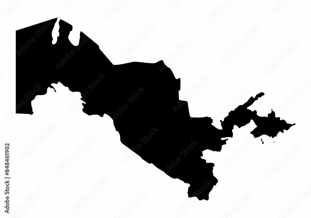 Wall mural Uzbekistan silhouette map