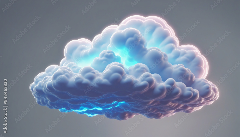 Canvas Prints neon-lit three-dimensional cloud in a surreal, futuristic setting