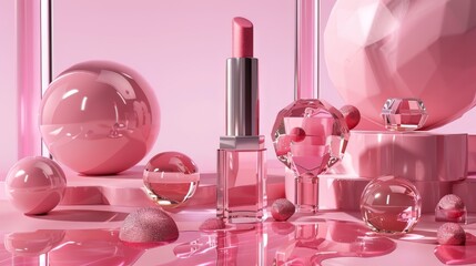 Pink Lipstick on Pink Background