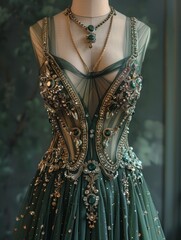Obraz premium The Emerald Dream Gown This gown is an epitome of understate