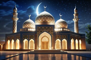 Obraz premium Arabic Mosque 3D render.
