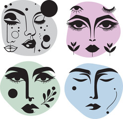Abstract woman faces _ vector illustration
