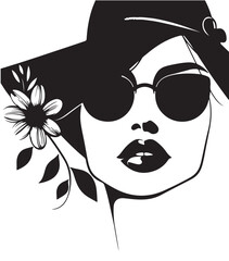 Woma face simple fashion black and white illustration