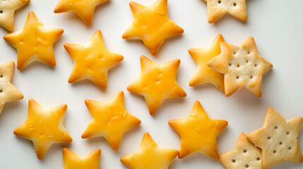 A high-resolution image of a star shape made from cheese slices and crackers, representing success and achievement. 