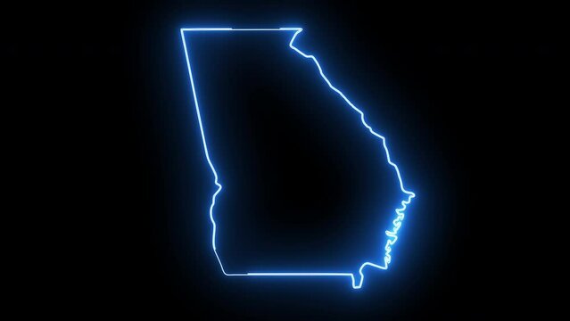 map of the state of Georgia in the united states with a blue glowing neon effect