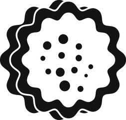 Round cookie with chocolate chips baking icon in black simple style isolated on white background