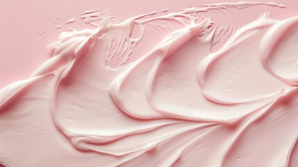 Texture of moisturizer slashes and waves on light pastel background, hydrating face cream or lotion for skin care. Generative AI