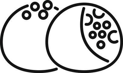 Simple black and white line art of traditional japanese rice cake dessert