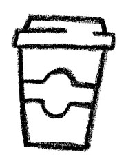 Takeaway Coffee Cup Icon - Crayon Chalk Drawing