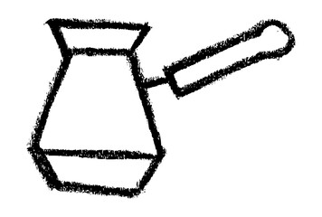 Turkish Coffee Maker Cup Icon - Crayon Chalk Drawing