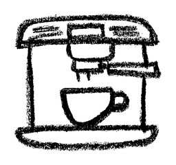 Espresso Machine Icon - Crayon Chalk Drawing