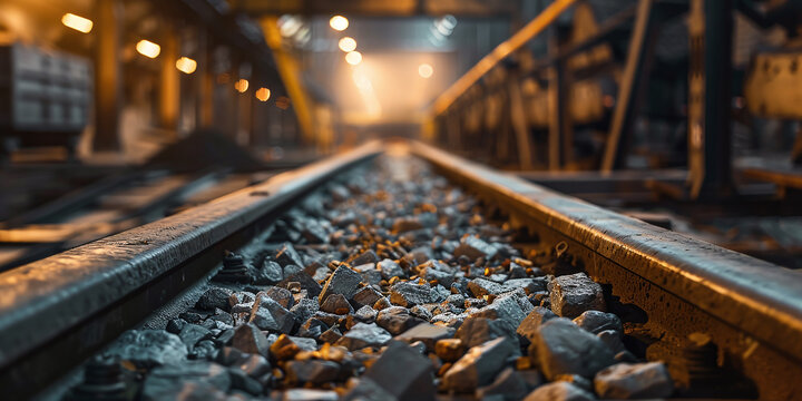 Conveyor belt at a gold mining plant with shallow ore depth. Conveyor belt concept