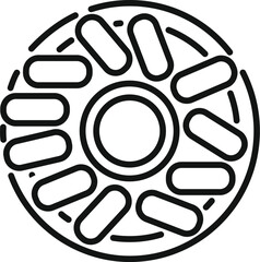 Line art icon of a round medicine blister containing pills, representing daily medication or vitamin consumption