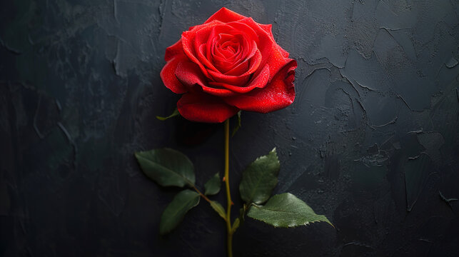 A dry red rose on black and white copy space background
 - Powered by Adobe