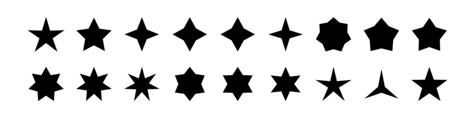 Star icons. Twinkling stars. Sparkles, shining burst. Christmas vector symbols isolated