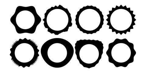 Squiggle stories frames set. Jaggered edges, retro scallop frames, psychedelic squares, photo frames, groovy shapes set 