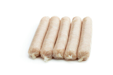Chicken sausages isolated on white background