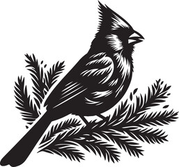 Cardinal Bird black Silhouette vector isolated on a white background