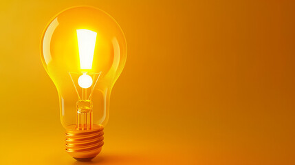 yellow light bulb with exclamation mark on a yellow background