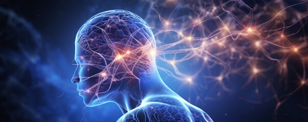 Obraz premium futuristic medical brain research. the human brain is under a glass case. study of intelligence.