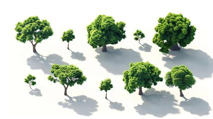 Fototapeta premium Diverse Collection of Stylized Tree Illustrations