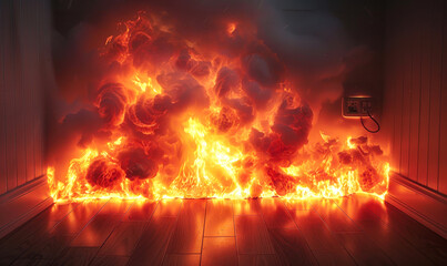 Fototapeta premium Fire and smoke in the apartment