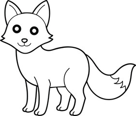 Coloring book or Coloring page for kids Fox vector clipart Nature background