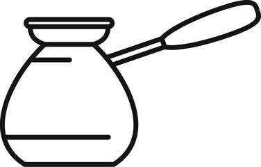 Simple line icon of a turkish coffee pot, highlighting its unique design and use in brewing traditional coffee