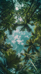 Obraz premium amazon canopy viewed as if one were lying on ones back and looking up